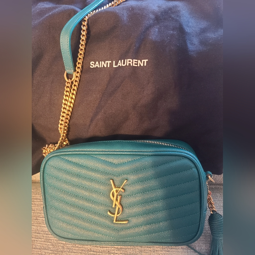 Saint Laurent Lou Mini YSL Grain de Poudre Camera Crossbody Bag